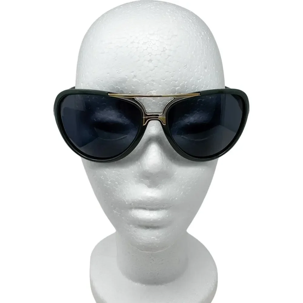 Dolce & Gabbana Sunglasses Dark Green Gold Shield Pilot Aviator Italy w/ case+